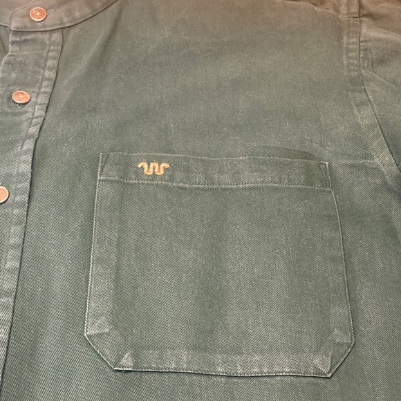 King Ranch Band Collar Button Up Shirt Size Large Color Green Made in USA - Picture 6 of 14